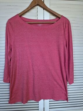 LOFT Pink Boatneck 3/4 Sleeve Top Size Large